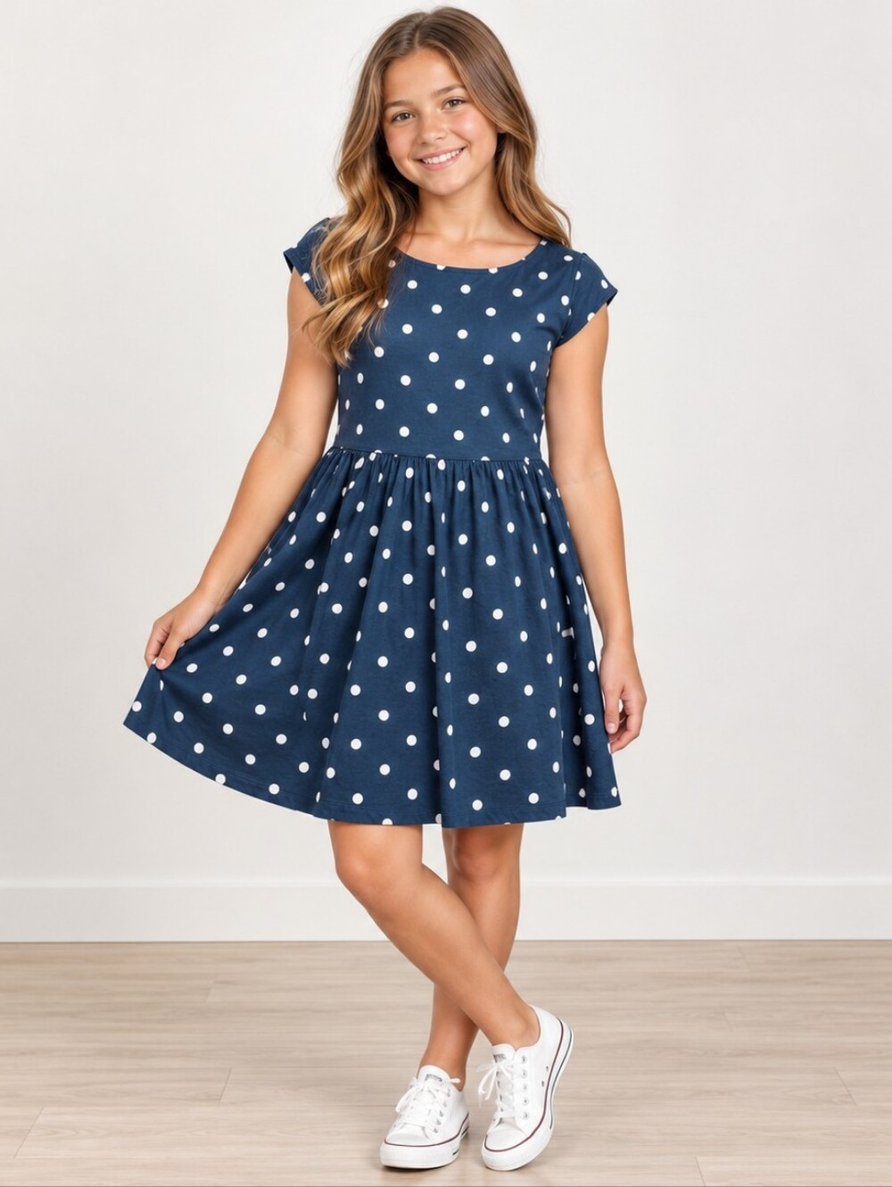 GAP KIDS Blue White Polka Dot Girls Dress Size XXL 14-16